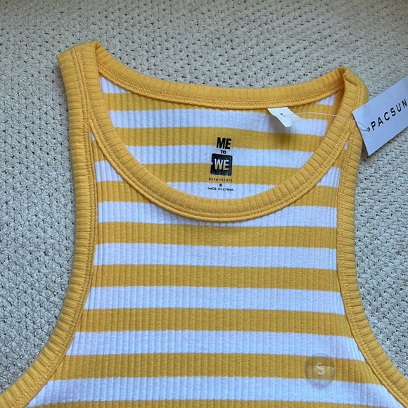 PACSUN Yellow & White Striped Halter Crop Top - Picture 5 of 6